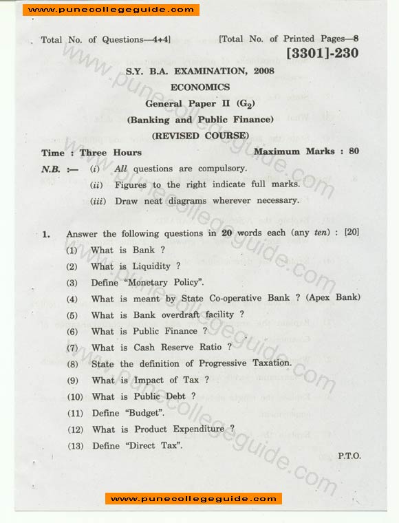 Economics (Banking and Public Finance)