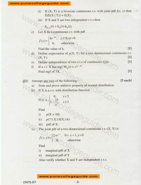 Pune university,  Statistic: Continuous Probability Distribution